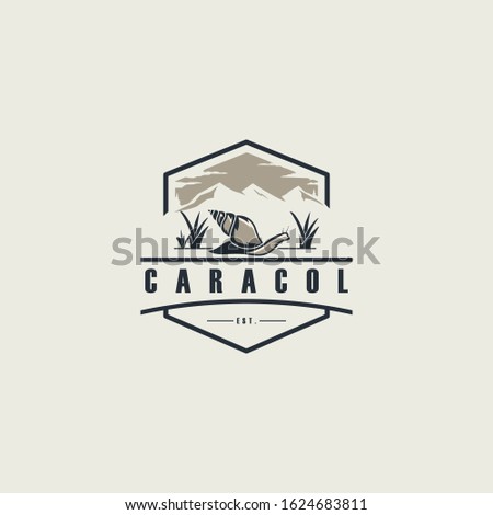 Vector Logo Illustration Snail propagate Vintage Badge