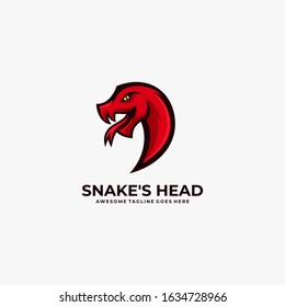 Vector Logo Illustration Snake Head Simple Mascot Style