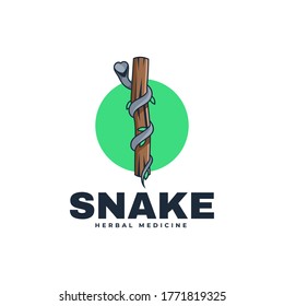 Vector Logo Illustration Snake Simple Mascot Style.