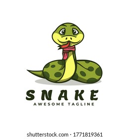 Vector Logo Illustration Snake Simple Mascot Style.
