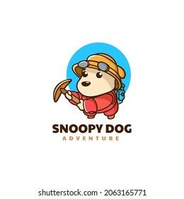 Vector Logo Illustration Snoopy Dog Mascot Cartoon Style.