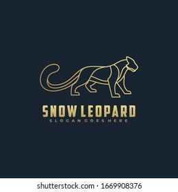 Vector Logo Illustration Snow Leopard Gradient Line Art Style.