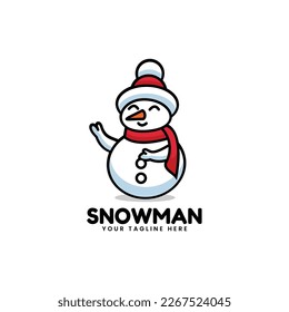 Logo Vector Ilustración Estilo de caricatura de Snowman Mascot.