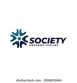 Vector Logo Illustration Society Gradient Colorful Style.