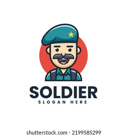 Logotipo vectorial Ilustración Logotipo de la caricatura del soldado de la mascota.