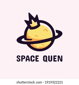 Espacio de Ilustración con logotipo vectorial Estilo de mascota simple Reina.