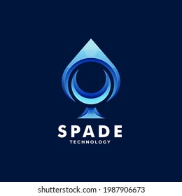 Vector Logo Illustration Spade Gradient Colorful Style.