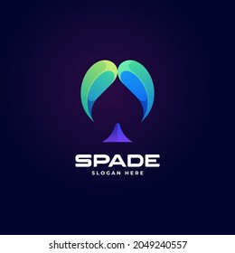 Vector Logo Illustration Spade Gradient Colorful Style.