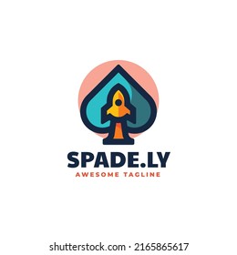 Vector Logo Illustration Spade Rocket Simple Mascot Style.