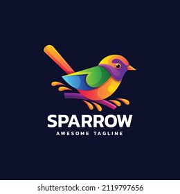 Vector Logo Illustration Sparrow Gradient Colorful Style.