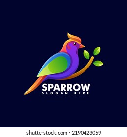 Vector Logo Illustration Sparrow Gradient Colorful Style.