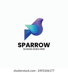 Vector Logo Illustration Sparrow Gradient Colorful Style 
