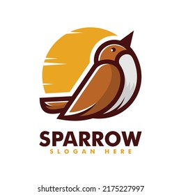 Vector Logo Illustration Sparrow Simple Mascot Style.