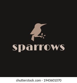 Vector Logo Illustration Sparrow Vintage Badge Style.