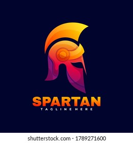 Logo Vector Ilustración Estilo Spartan Gradiente Colorido.