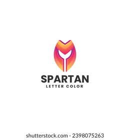 Vector Logo Illustration Spartan Gradient Colorful Style