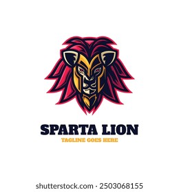 Vector Logo Illustration Spartan Lion E- Sport and Sport Style.