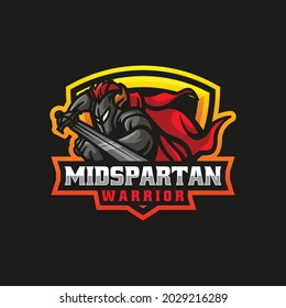 Vector Logo Illustration Spartan Warrior E Sport and Sport Style.