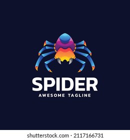 Vector Logo Illustration Spider Gradient Colorful Style.