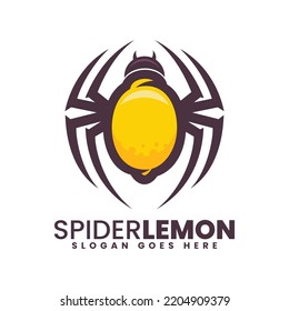 Logotipo vector Ilustración Spider Estilo de mascota simple limón