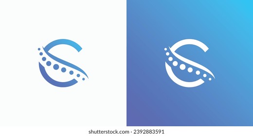 Ilustración del logotipo vectorial en forma C