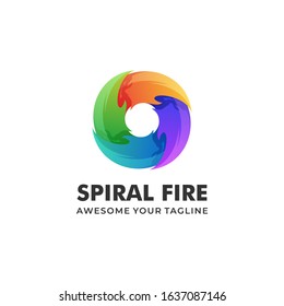 Vector Logo Illustration Spiral Fire Gradient Colorful