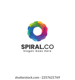 Vector Logo Illustration Spiral Gradient Colorful Style