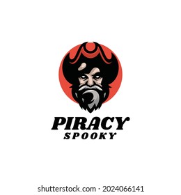 Vector Logo Illustration Spooky Piracy Simple Mascot Style.