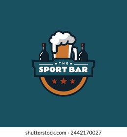 Vector Logo Illustration Sport Bar Simple Mascot Style.