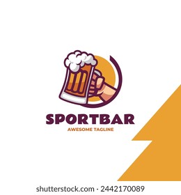 Vector Logo Illustration Sport Bar Simple Mascot Style.