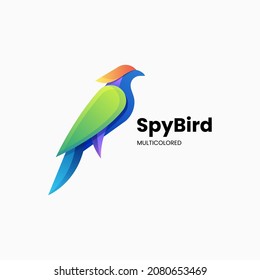 Vector Logo Illustration Spy Bird Gradient Colorful Style.