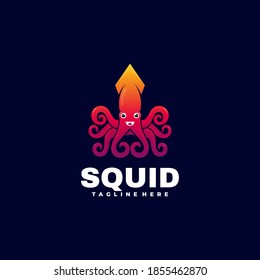 Vector Logo Illustration Squid Gradient Colorful Style.