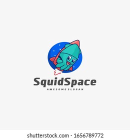 Vector Logo Illustration Squid Space Simple Mascot Style