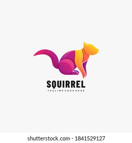 Vector Logo Illustration Squirrel Gradient Colorful Style.