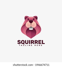 Vector Logo Illustration Squirrel Gradient Colorful Style.