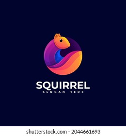 Vector Logo Illustration Squirrel Gradient Colorful Style.