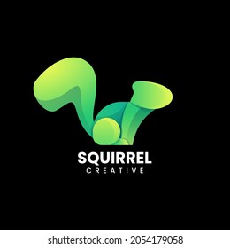 Vector Logo Illustration Squirrel Gradient Colorful Style.