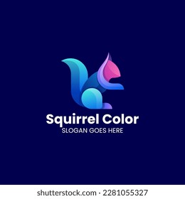 Vector Logo Illustration Squirrel Gradient Colorful Style