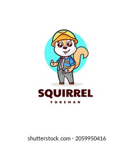 Vector Logo Illustration Squirrel Mascot Cartoon Style.