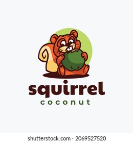 Vector Logo Illustration Squirrel Mascot Cartoon Style.