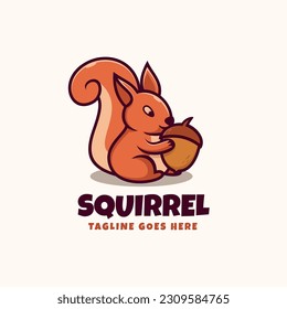 Vector Logo Illustration Squirrel Mascot Cartoon Style.
