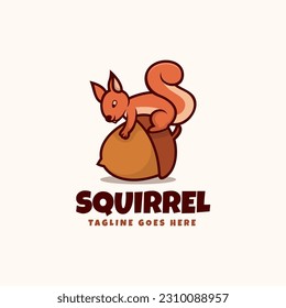 Vector Logo Illustration Squirrel Mascot Cartoon Style.