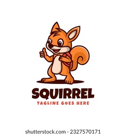 Vector Logo Illustration Squirrel Mascot Cartoon Style.