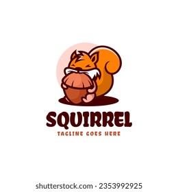 Vector Logo Illustration Squirrel Mascot Cartoon Style.