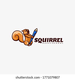 Vector Logo Illustration Squirrel Simple Mascot Style.