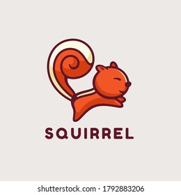 Vector Logo Illustration Squirrel Simple Mascot Style.