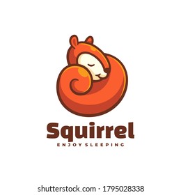 Vector Logo Illustration Squirrel Simple Mascot Style.