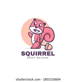 Vector Logo Illustration Squirrel Simple Mascot Style.