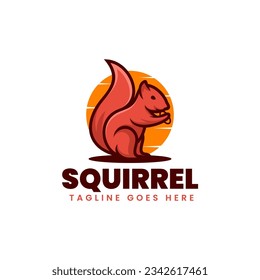 Vector Logo Illustration Squirrel Simple Mascot Style.