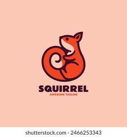 Vector Logo Illustration Squirrel Simple Mascot Style.